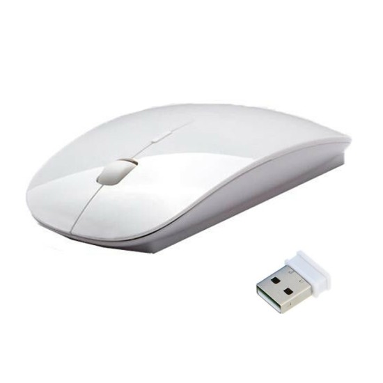 OFFICE MOUSE 2.4GHZ APPLE SHAPED WIRE LESS MOUSE 10M RANGE BRANCO